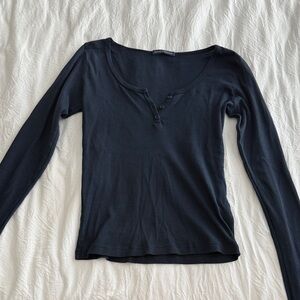 Brandy Melville Navy Long Sleeve Henley Top